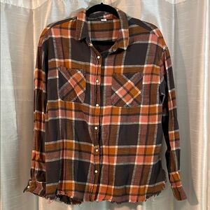 RSQ Plaid Rust Button-Up